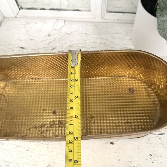 Hammered Brass Long Planter Vintage Style 13”x5” Made in India Bohemian Boho - Picture 8 of 9